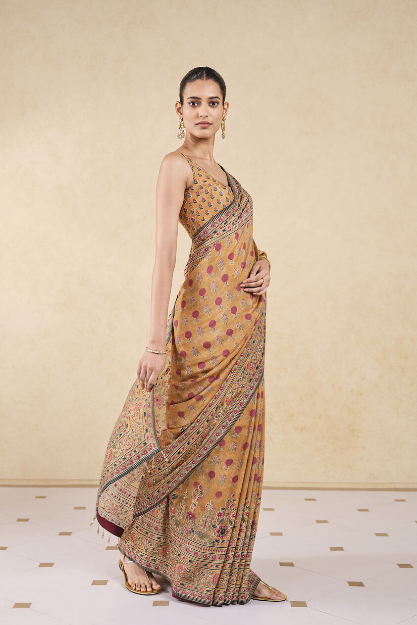 Rue Printed Silk Saree - Yellow, Yellow, image 3